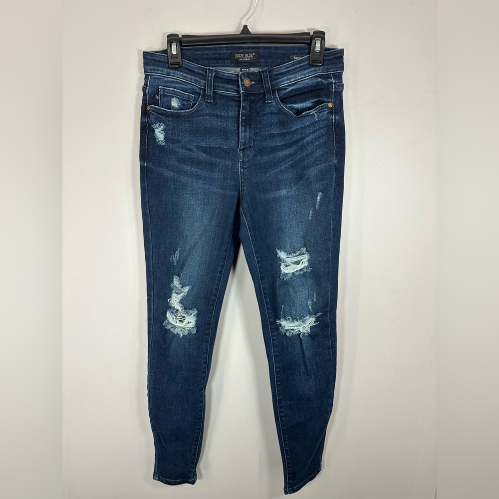 Judy Blue Skinny Fit Jeans Denim Distressed Pants Jean Size 7